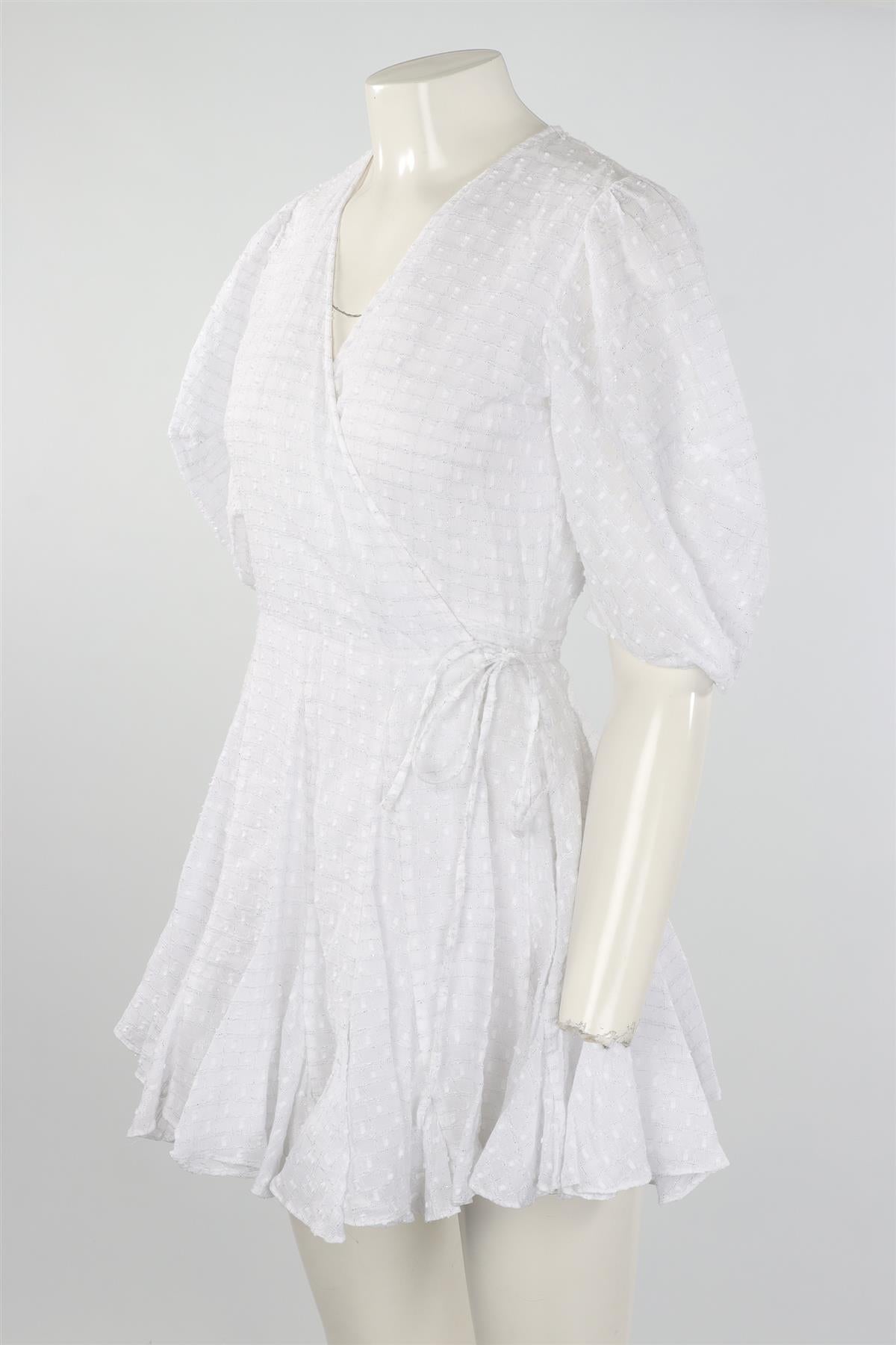 RHODE WHITE COTTON WRAP MINI DRESS MEDIUM