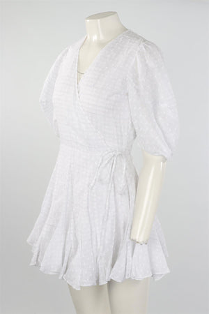 RHODE WHITE COTTON WRAP MINI DRESS MEDIUM