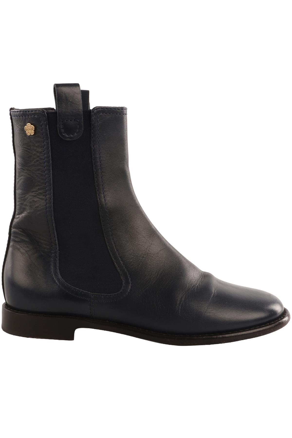 CHANEL NAVY 2016 LEATHER CHELSEA BOOTS EU 37.5