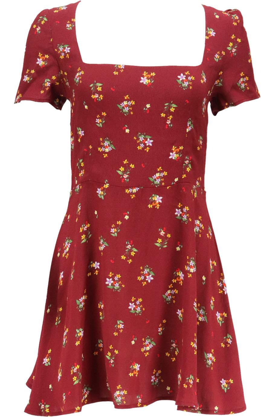 FLYNN SKYE FLORAL PRINT CREPE MINI DRESS XSMALL