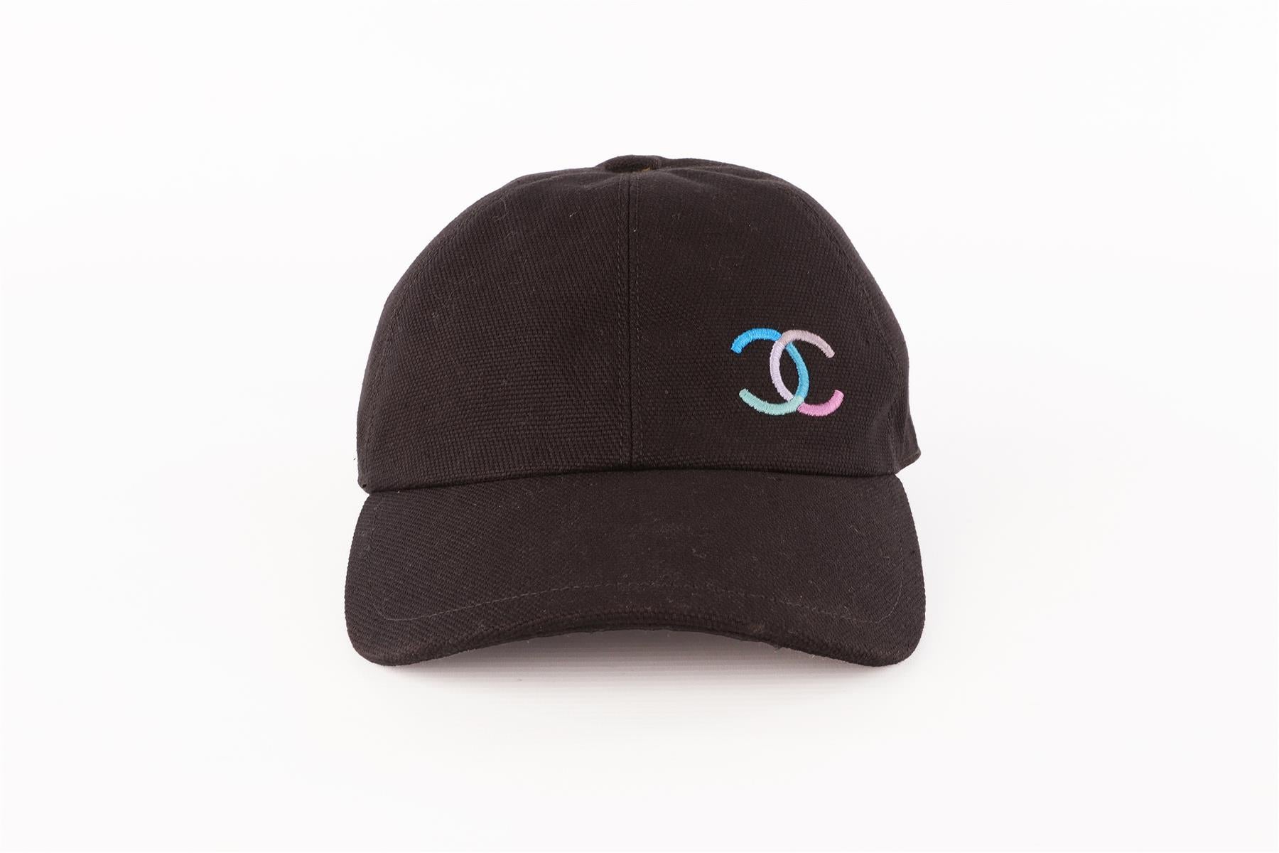 CHANEL BLACK COTTON BASEBALL CAP ONE SIZE