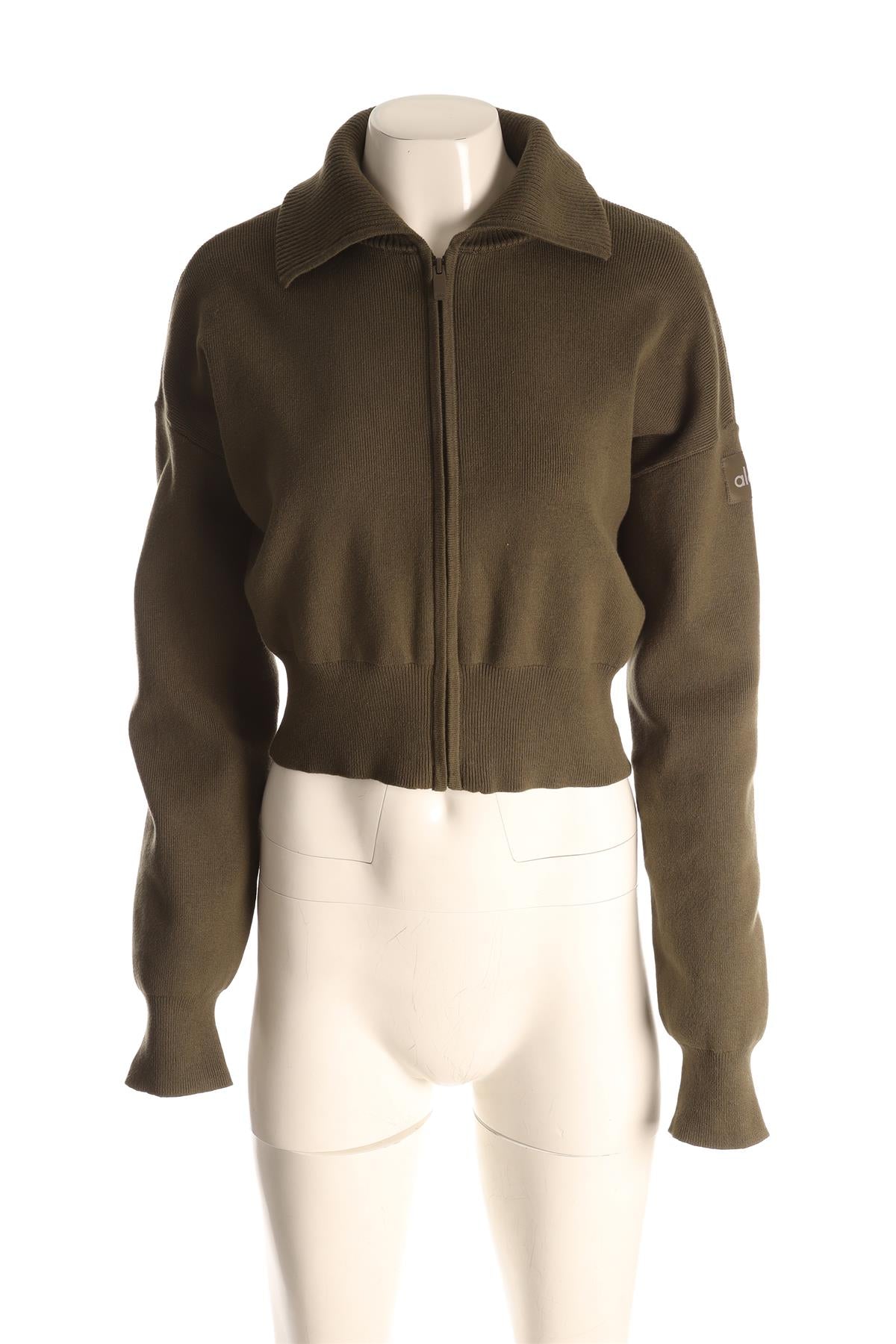 ALO YOGA GREEN COTTON CARDIGAN MEDIUM