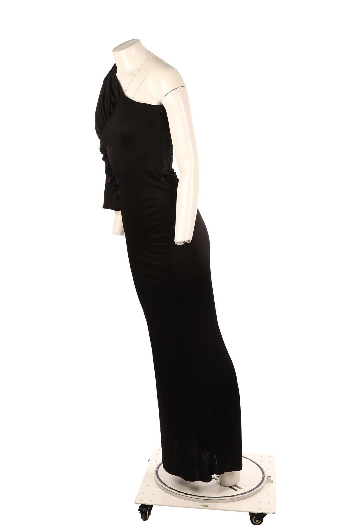 SAINT LAURENT BLACK JERSEY MAXI DRESS FR 38 UK 10