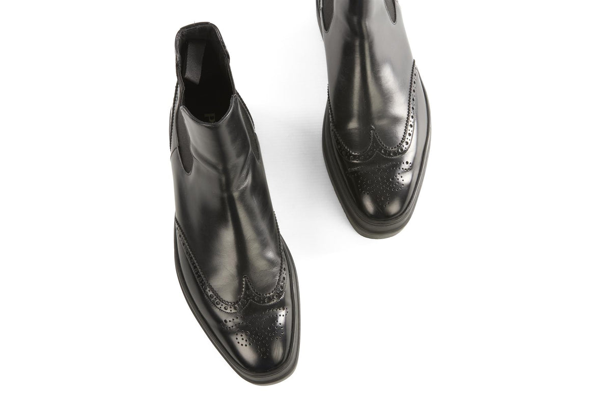 PRADA BLACK MEN'S LEATHER ANKLE BOOTS UK 7.5 EU 41.5 US 8.5