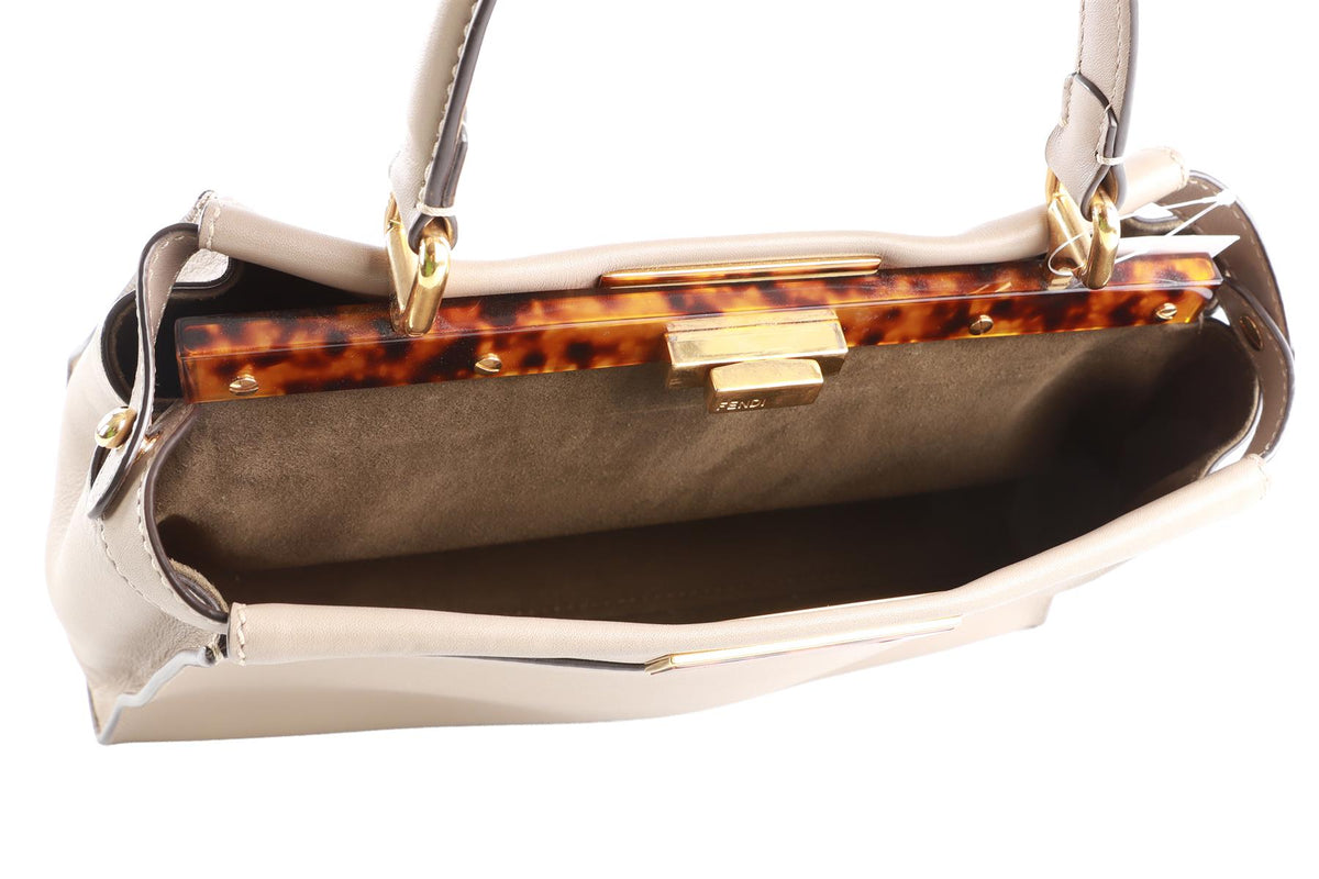 FENDI TAUPE PEEKABOO MEDIUM LEATHER TOTE BAG