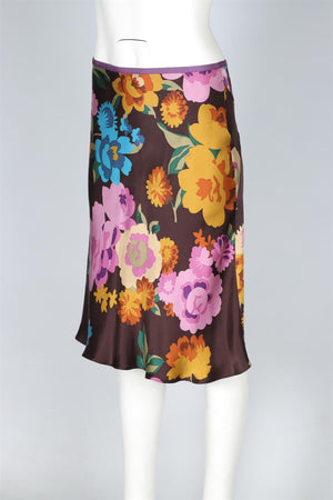 ETRO MULTI SILK MIDI SKIRT IT 42 UK 10