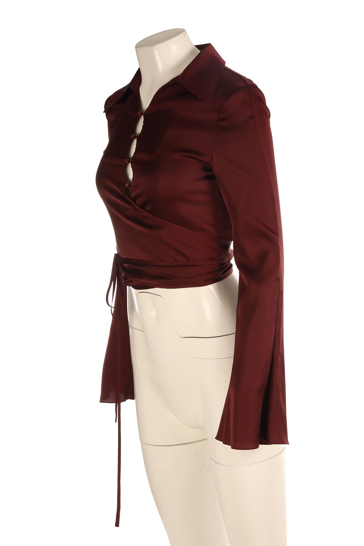ACNE STUDIOS BURGUNDY SILK SHIRT EU 34 UK 6