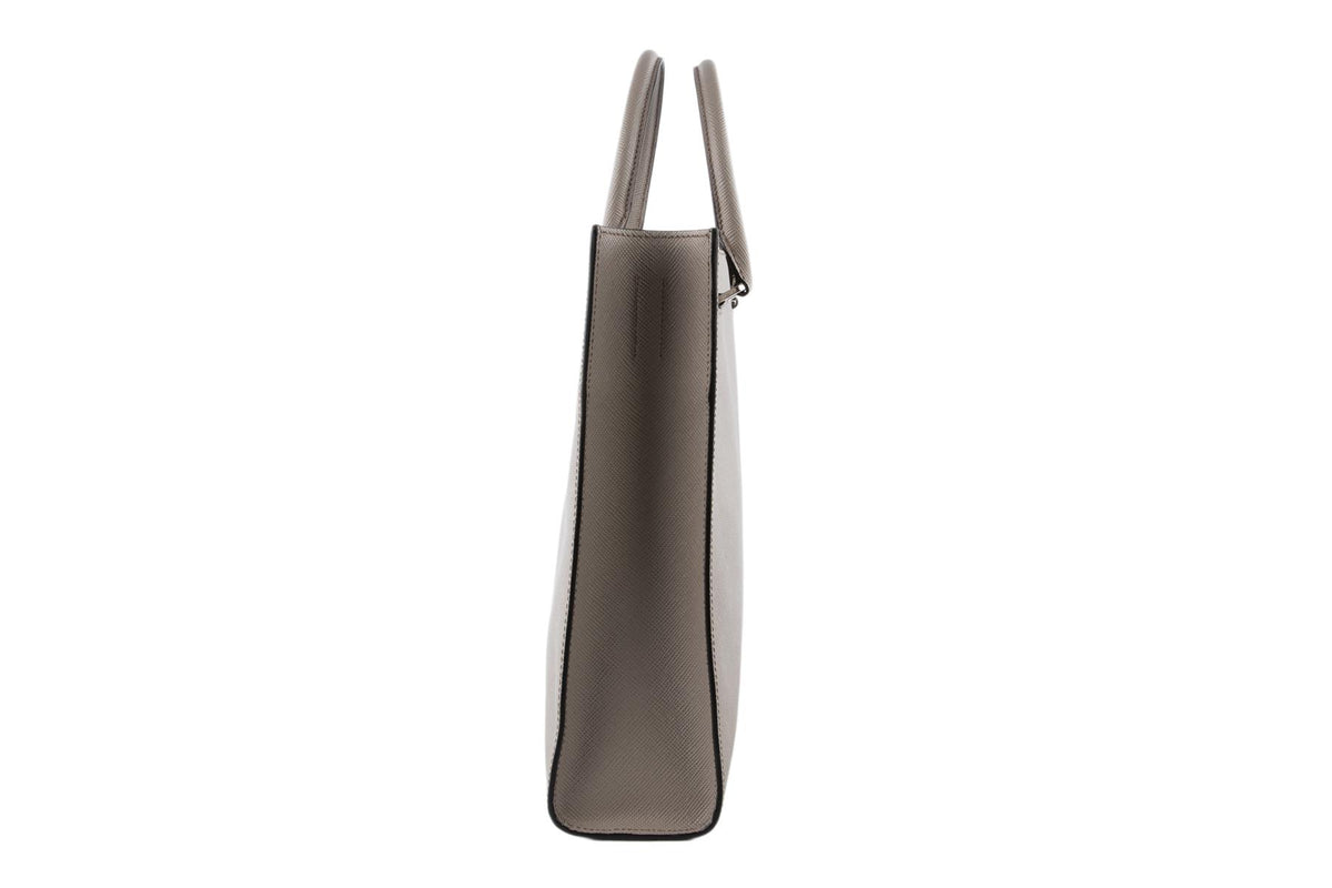 PRADA GREY SAFFIANO LEATHER TOTE BAG