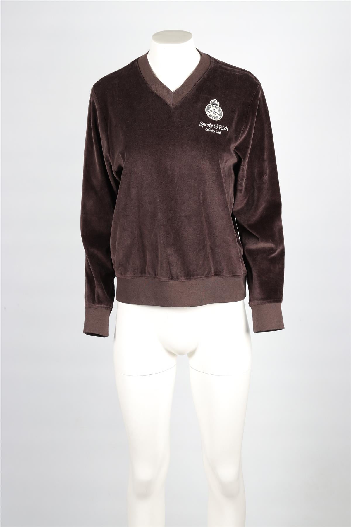 SPORTY & RICH BROWN VELVET SWEATSHIRT SMALL