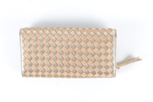 BOTTEGA VENETA GOLD INTRECCIATO LEATHER WALLET