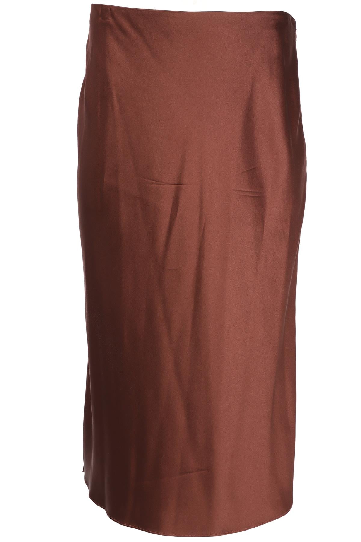 JOSEPH BROWN SILK MIDI SKIRT FR 38 UK 10