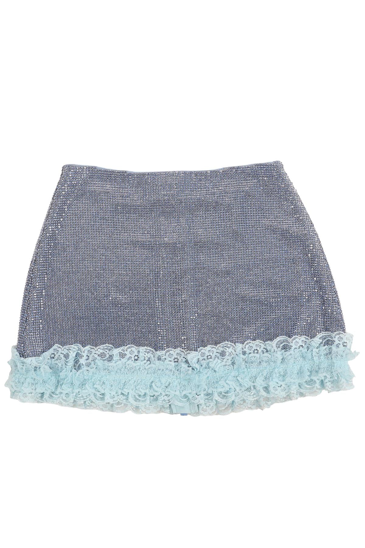 CHRISTOPHER KANE + SELF-PORTRAIT BLUE CRYSTAL MINI SKIRT UK 6