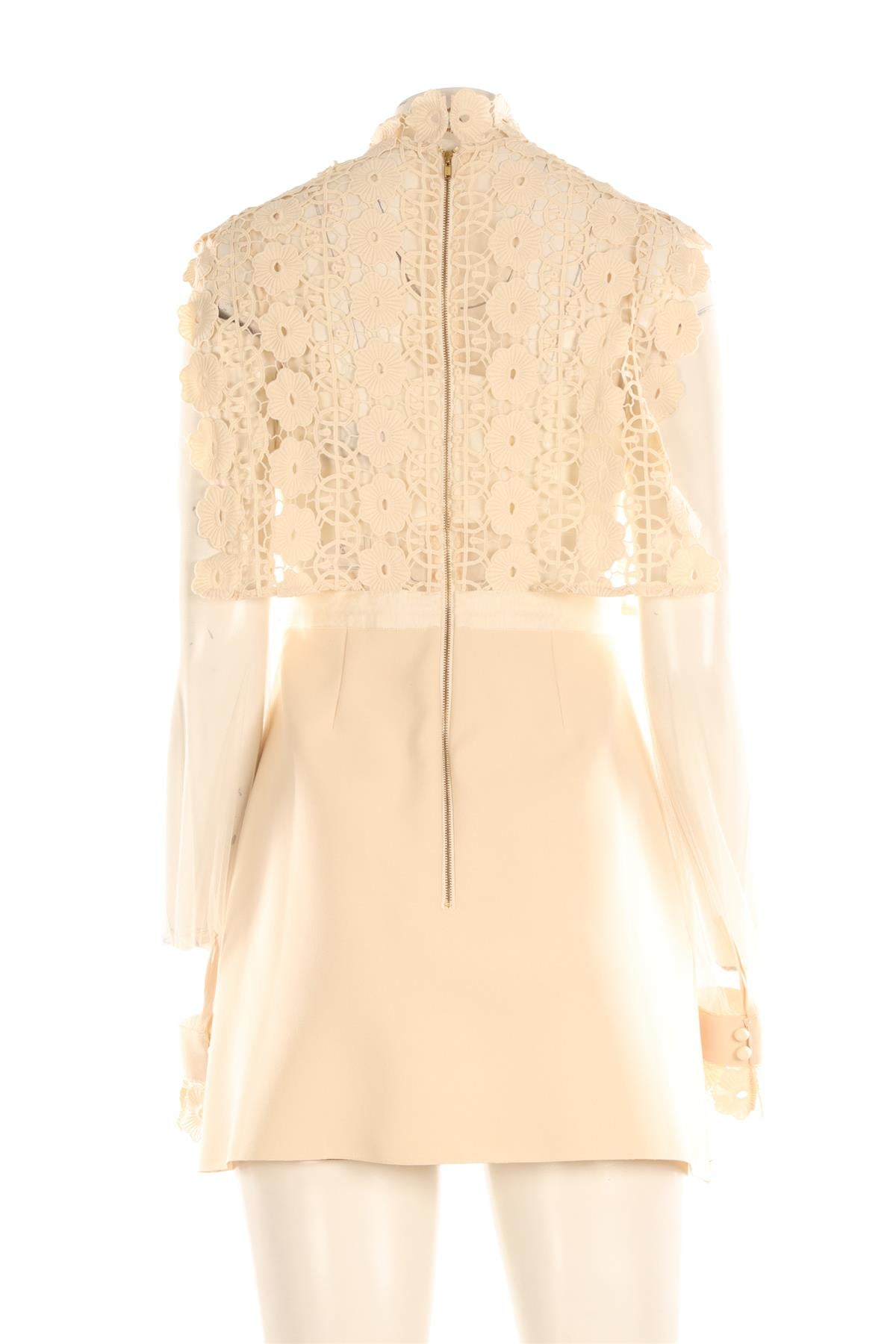 SELF-PORTRAIT CREAM CROCHET MINI DRESS UK 10