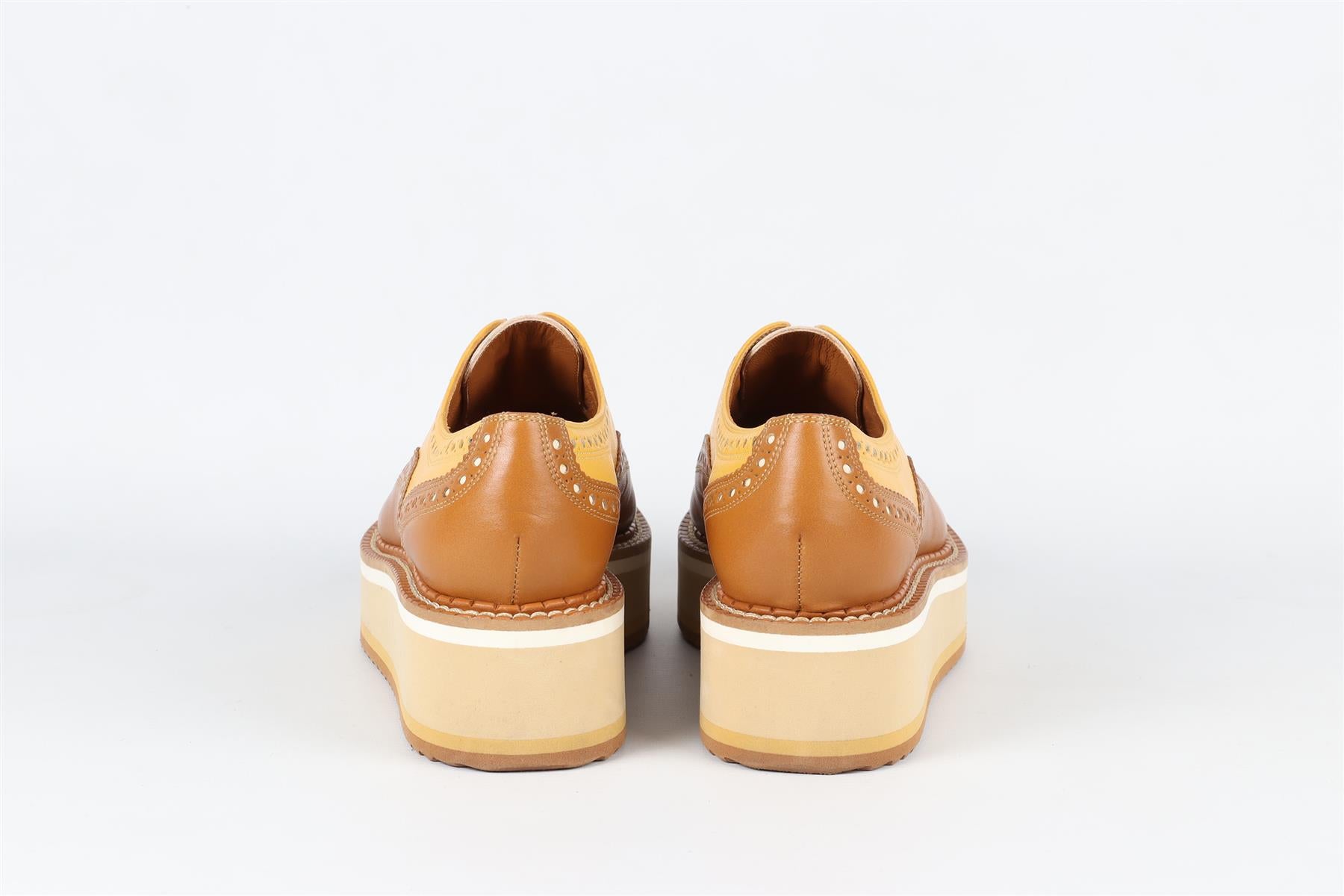 CLERGERIE TAN LEATHER PLATFORM LOAFERS EU 38.5 UK 5.5 US 8.5