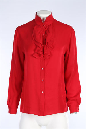 CHRISTIAN DIOR SEPERATES RED VINTAGE SILK SHIRT US 6 UK 10
