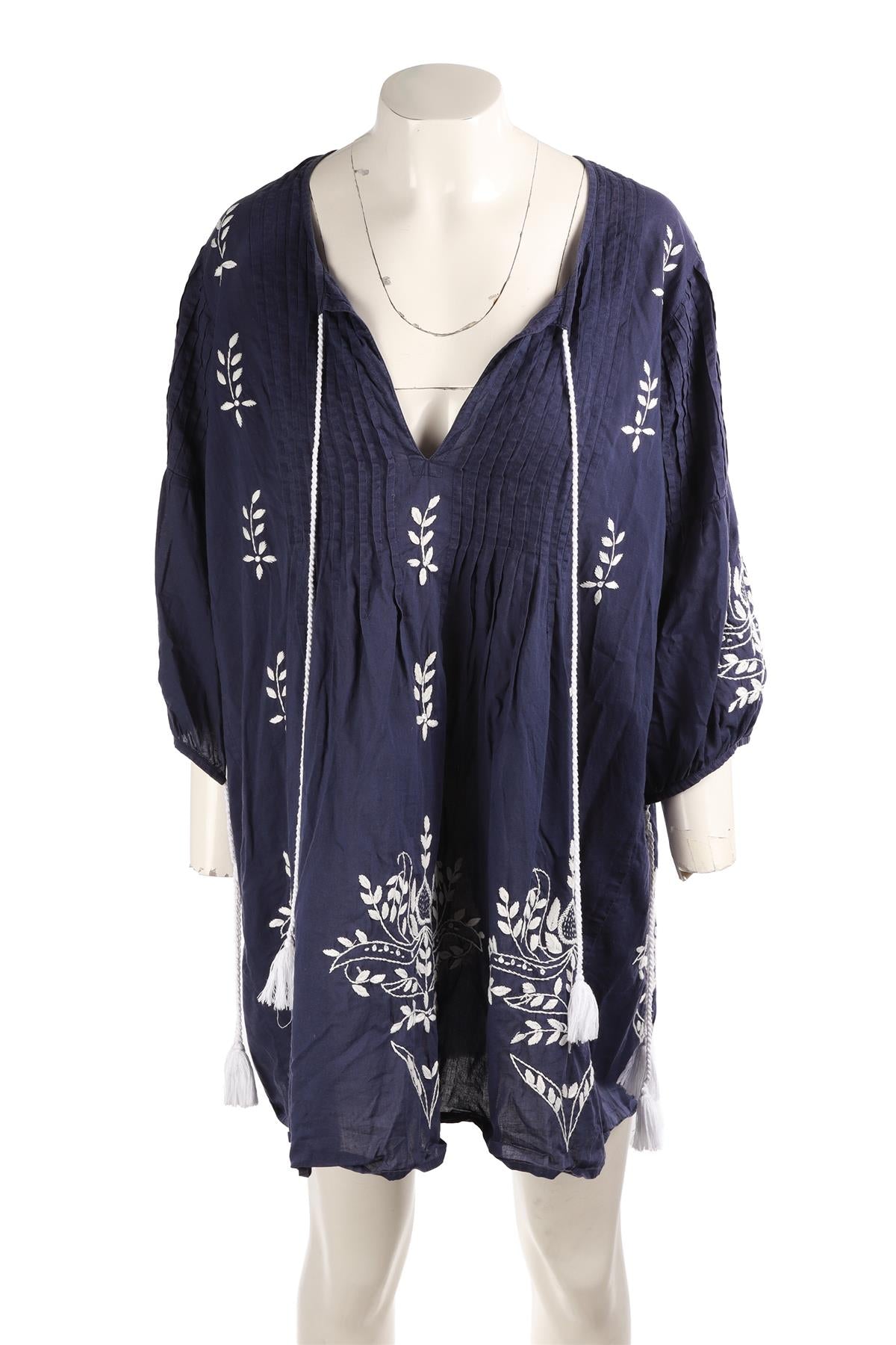 JULIET DUNN NAVY COTTON MINI DRESS 2 (UK 10-12)