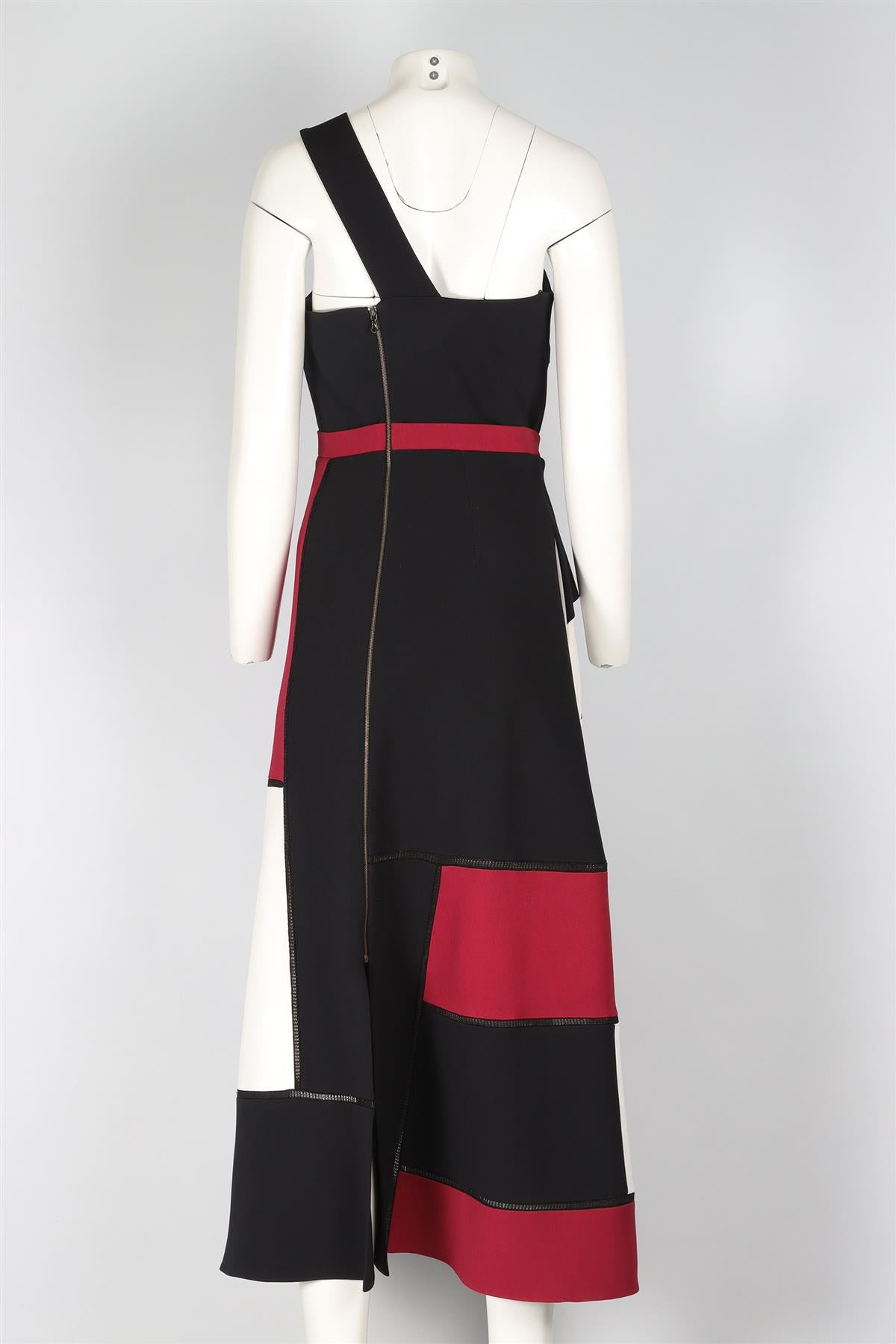 ROLAND MOURET BLACK CREPE MIDI DRESS UK 12