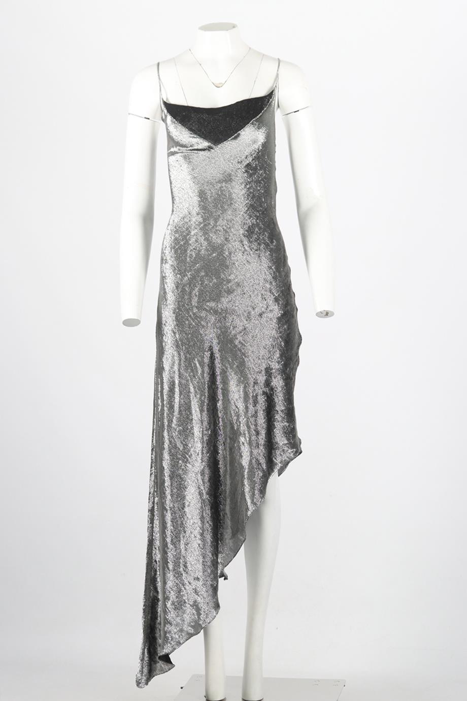 JUAN CARLOS OBANDO DRAPED SILK MAXI DRESS US 2 UK 6