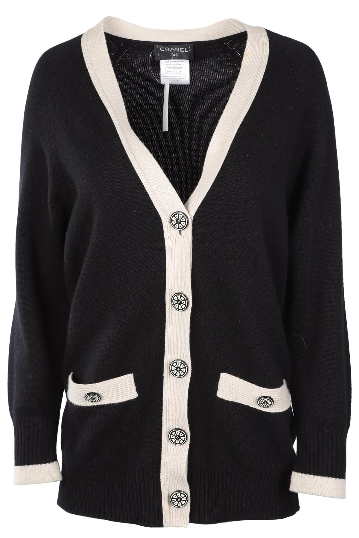 CHANEL BLACK 2016 CASHMERE CARDIGAN FR 38 UK 10