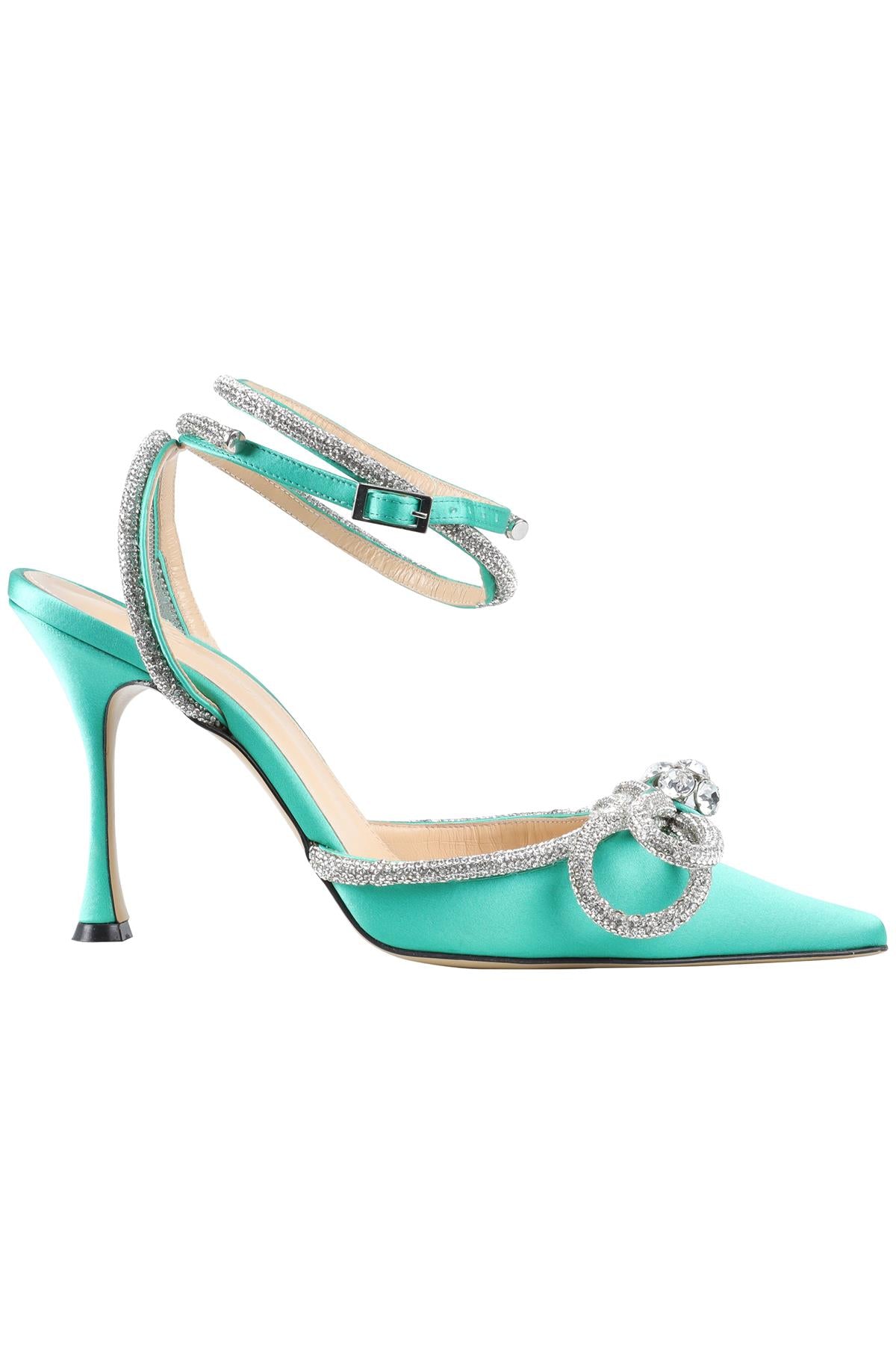 MACH & MACH GREEN CRYSTAL AND SATIN PUMPS EU 39.5 UK 6.5 US 9.5