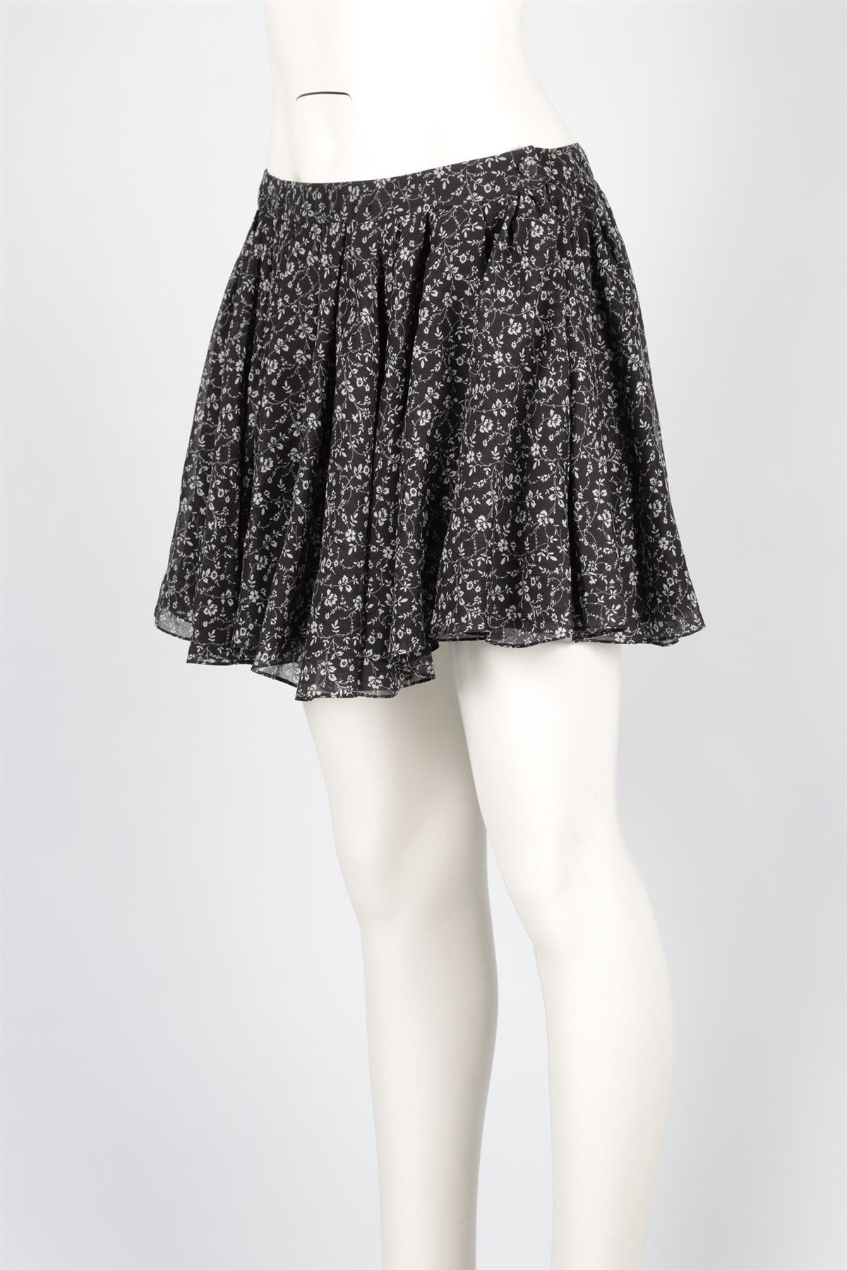 SAINT LAURENT NAVY SILK MINI SKIRT FR 38 UK 10