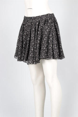 SAINT LAURENT NAVY SILK MINI SKIRT FR 38 UK 10