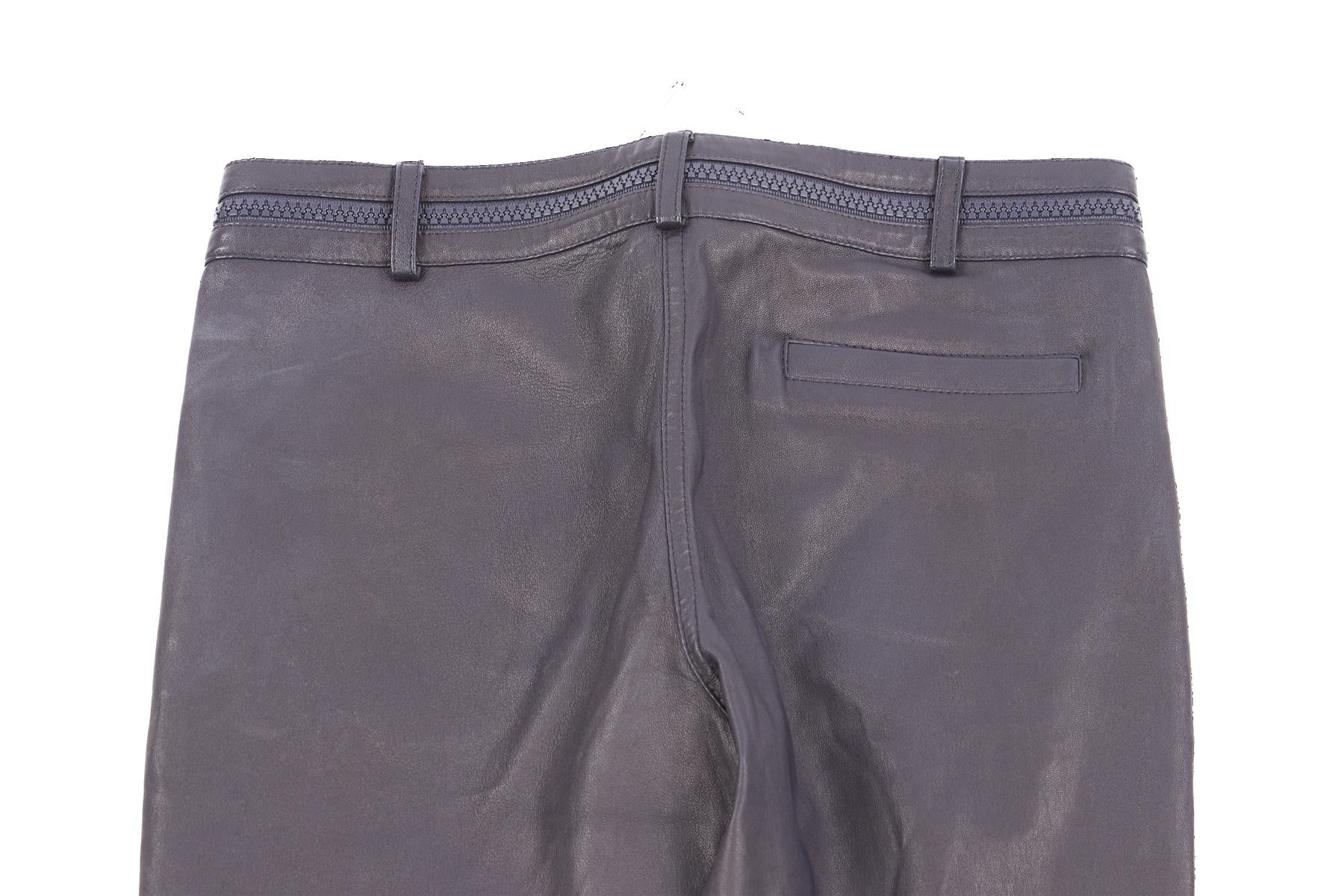 GIVENCHY NAVY LEATHER SKINNY PANTS FR 36