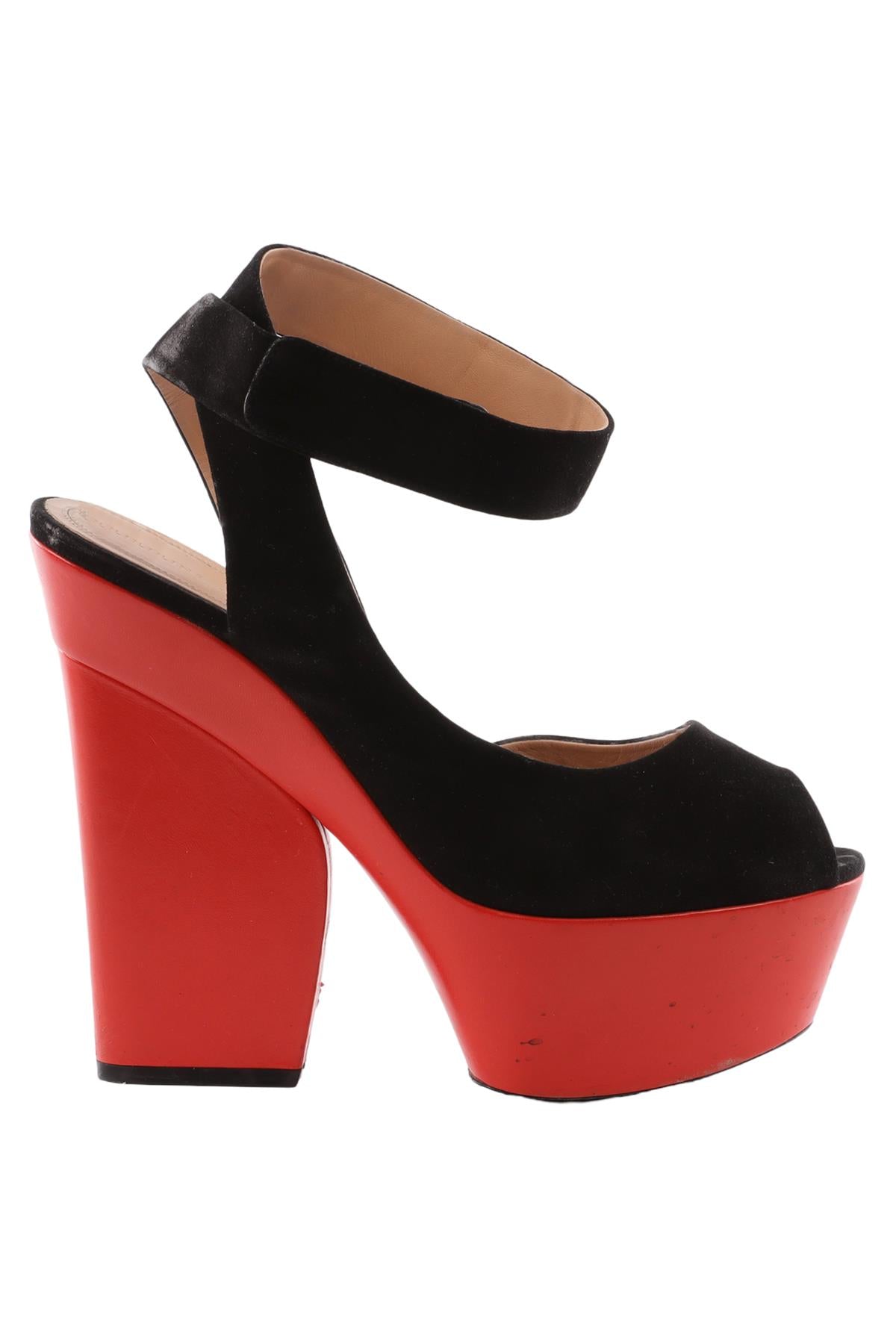 CELINE BLACK SUEDE PLATFORM SANDALS EU 40 UK 7 US 10