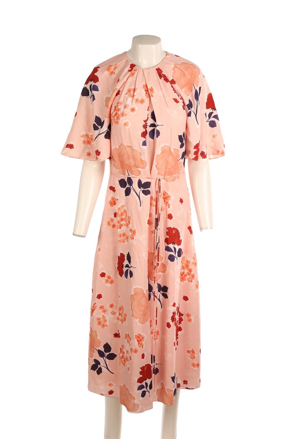 ERDEM PINK SILK MAXI DRESS UK 12