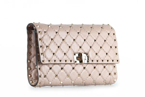 VALENTINO GARAVANI PINK ROCKSTUD LEATHER SHOULDER BAG