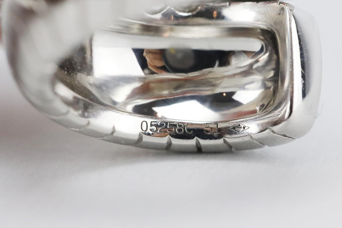 CARTIER PANTHÈRE LAKARDA 18K WHITE GOLD AND DIAMOND RING 51 MM