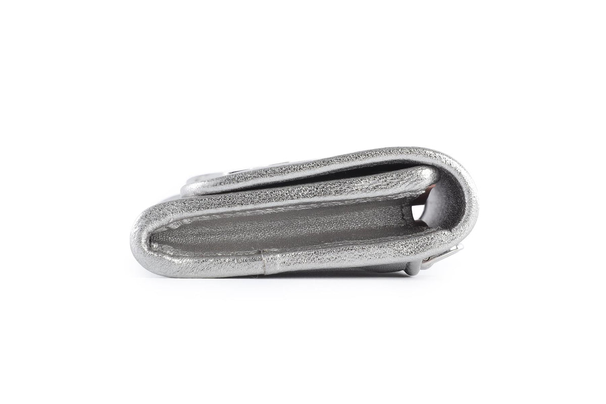 MIU MIU SILVER LEATHER WALLET ON CHAIN