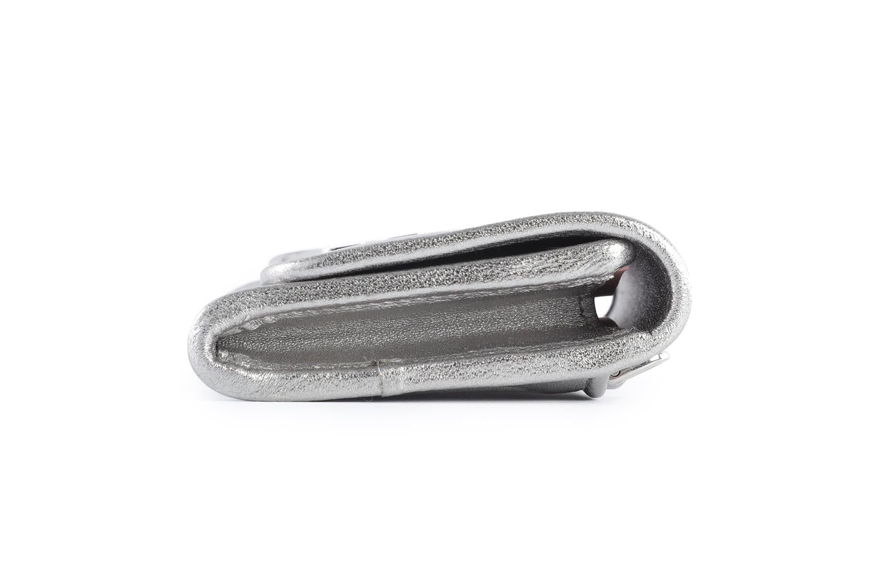MIU MIU SILVER LEATHER WALLET ON CHAIN