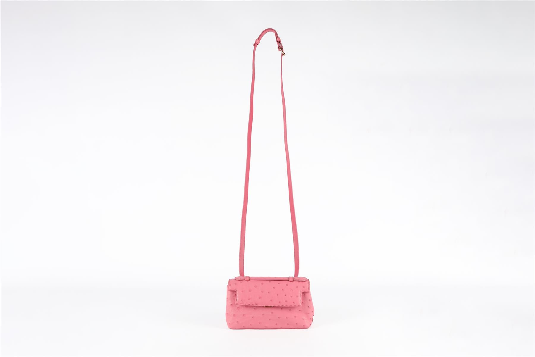 ANALEENA PINK OSTRICH LEATHER CLUTCH