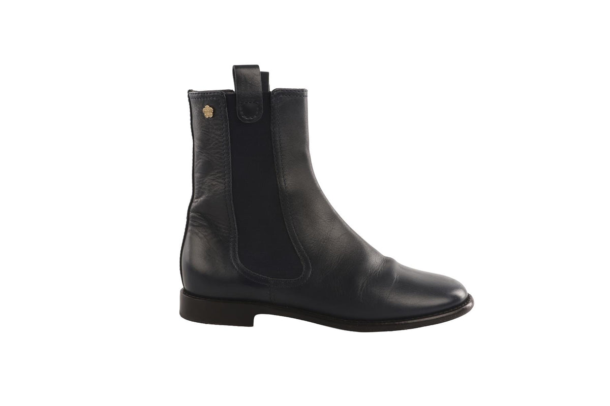 CHANEL NAVY 2016 LEATHER CHELSEA BOOTS EU 37.5