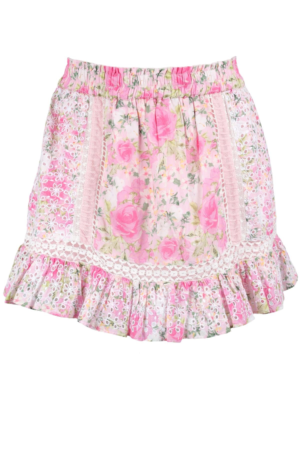 LOVESHACKFANCY MULTI COTTON MINI SKIRT SMALL