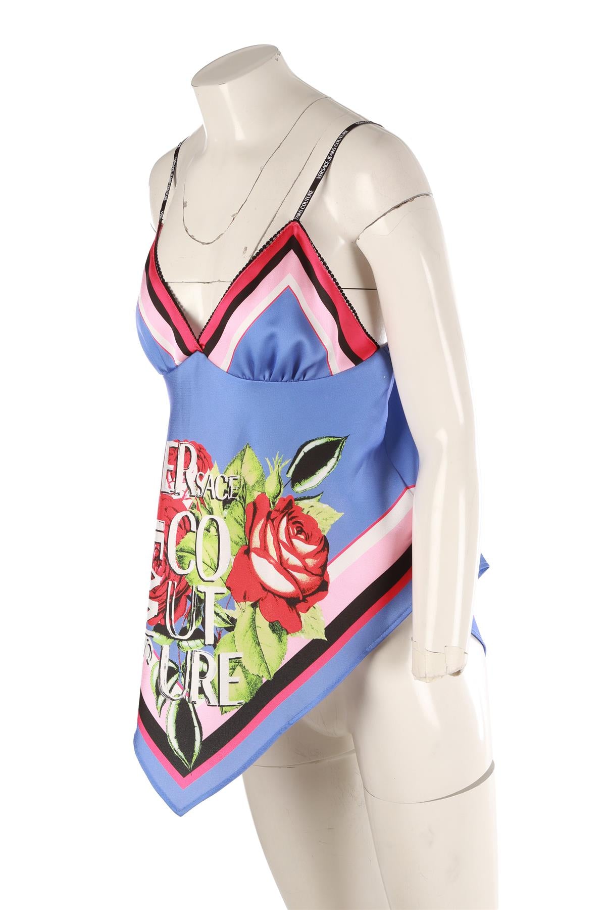VERSACE JEANS COUTURE MULTI CREPE TOP IT 44 UK 12