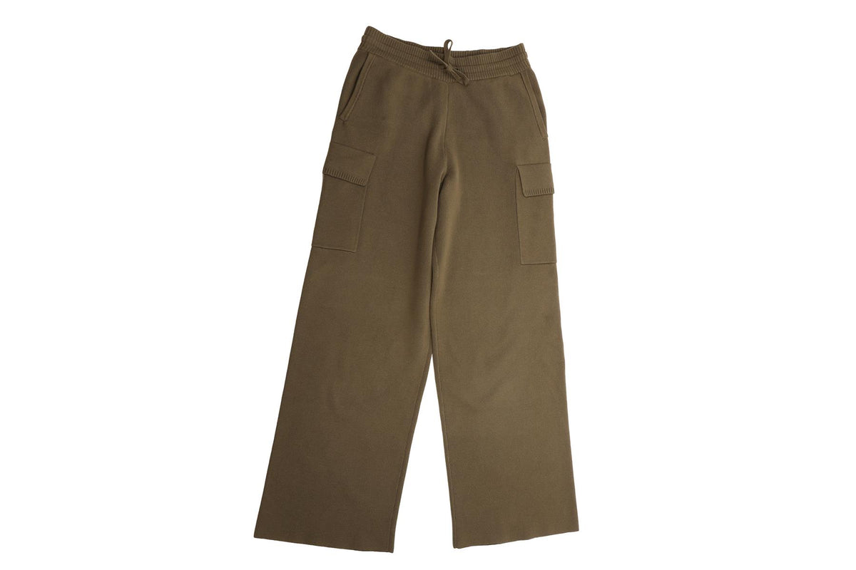 ALO YOGA GREEN COTTON WIDE LEG PANTS MEDIUM