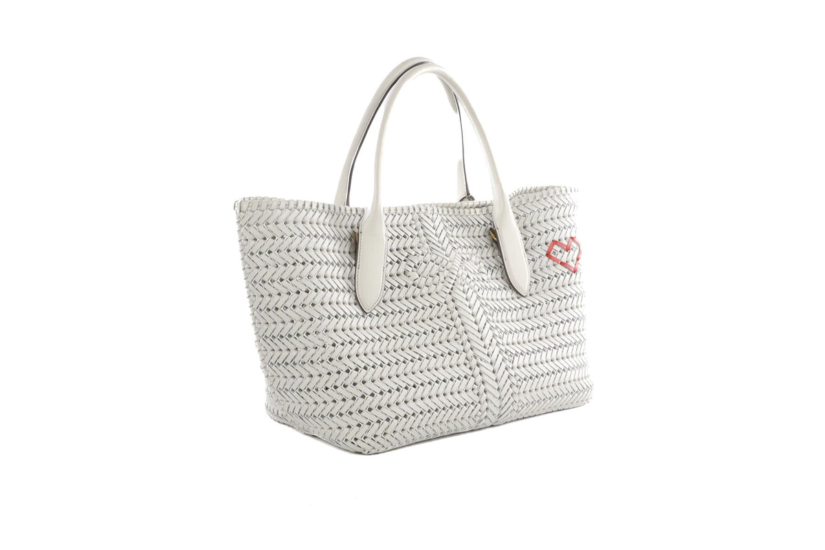 ANYA HINDMARCH ECRU NEESON LEATHER TOTE BAG