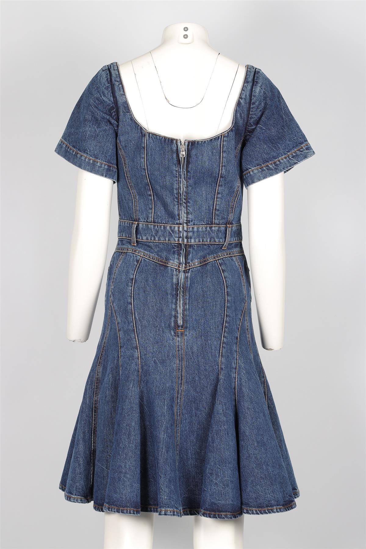 ALEXANDER MCQUEEN BLUE DENIM MIDI DRESS IT 42 UK 10