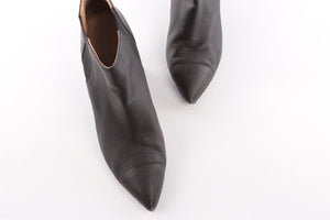 CHANEL BLACK LEATHER ANKLE BOOTS EU 40 UK 7 US 10