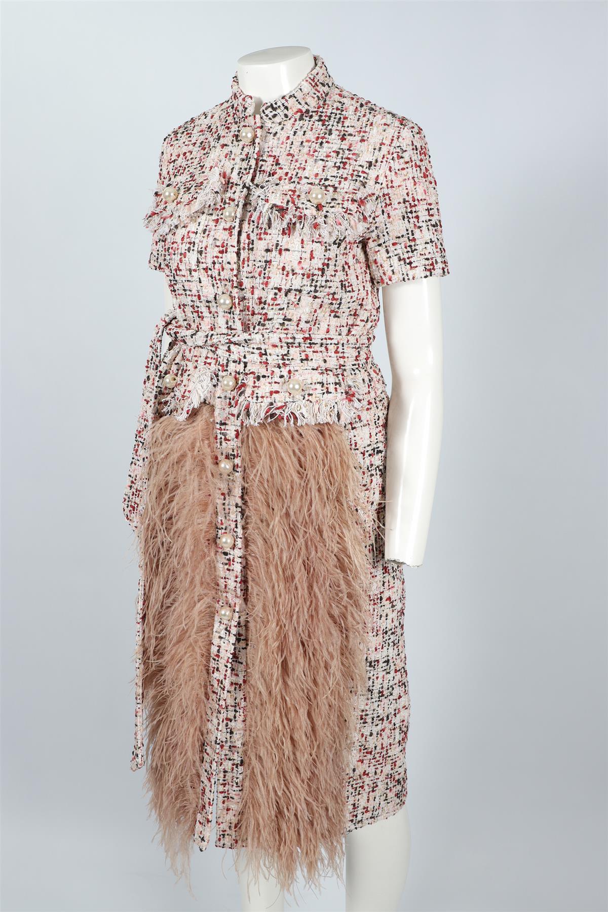 HUISHAN ZHANG PINK TWEED MAXI DRESS UK 8