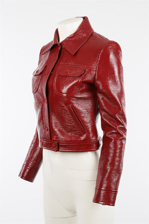 COURREGES RED FAUX LEATHER JACKET FR 38 UK 10