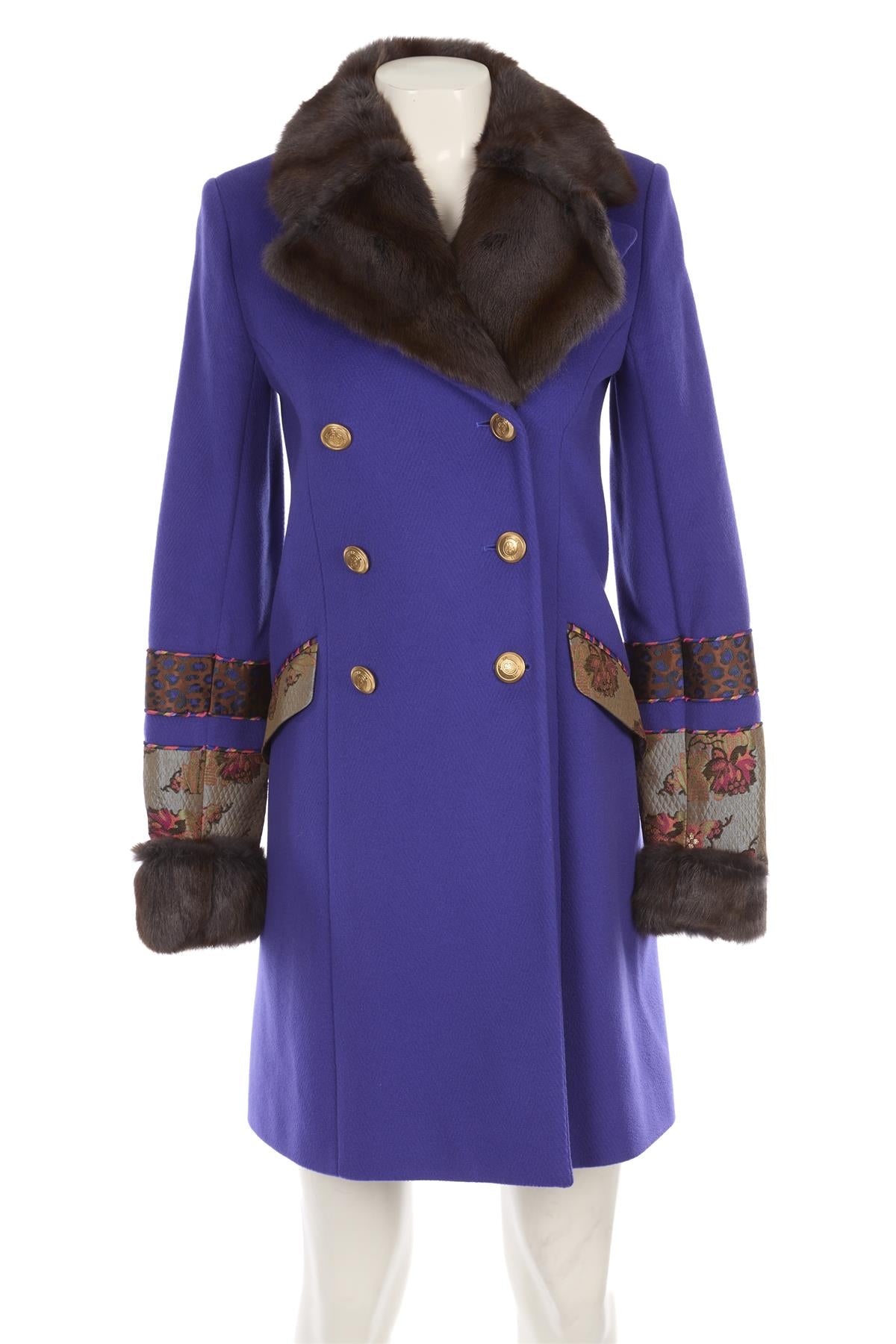 MATTHEW WILLIAMSON PURPLE WOOL COAT UK 8