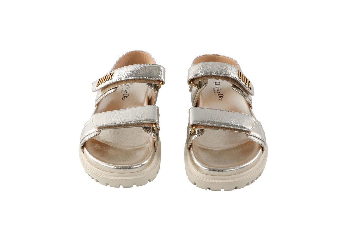 CHRISTIAN DIOR GOLD DIORACT LEATHER SANDALS EU 38 UK 5 US 8