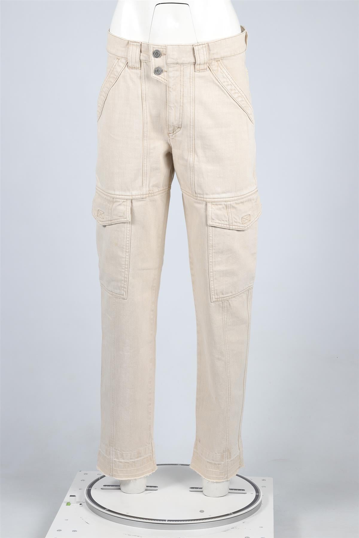 ISABEL MARANT ÉTOILE CREAM COTTON CARGO PANTS FR 38 UK 10