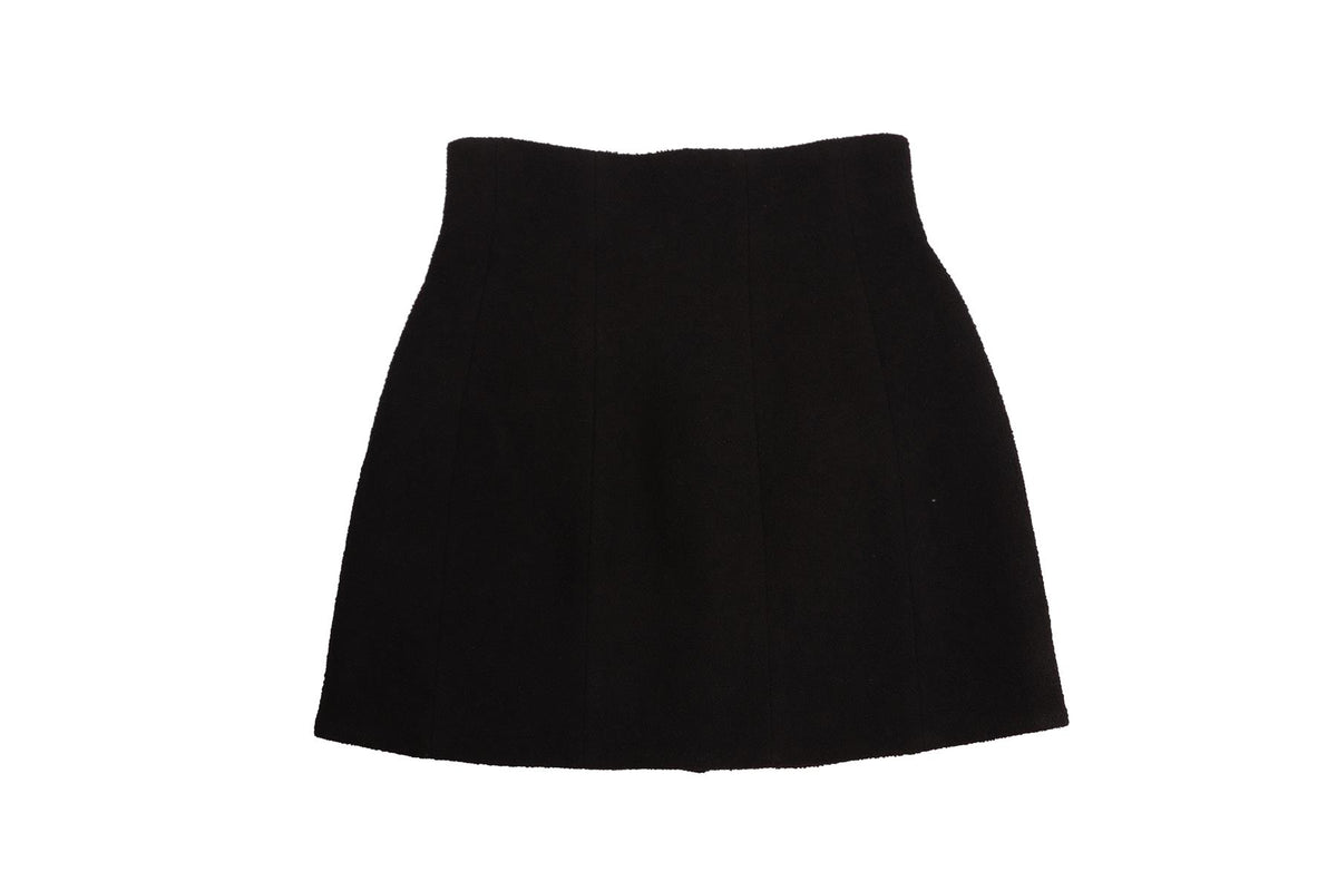 ALESSANDRA RICH BLACK WOOL MINI SKIRT IT 36 UK 4