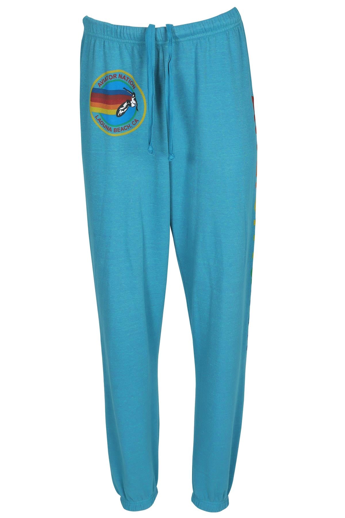 AVIATOR NATION BLUE COTTON TRACK PANTS MEDIUM