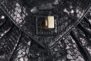 ZAGLIANI BLACK PYTHON SHOULDER BAG