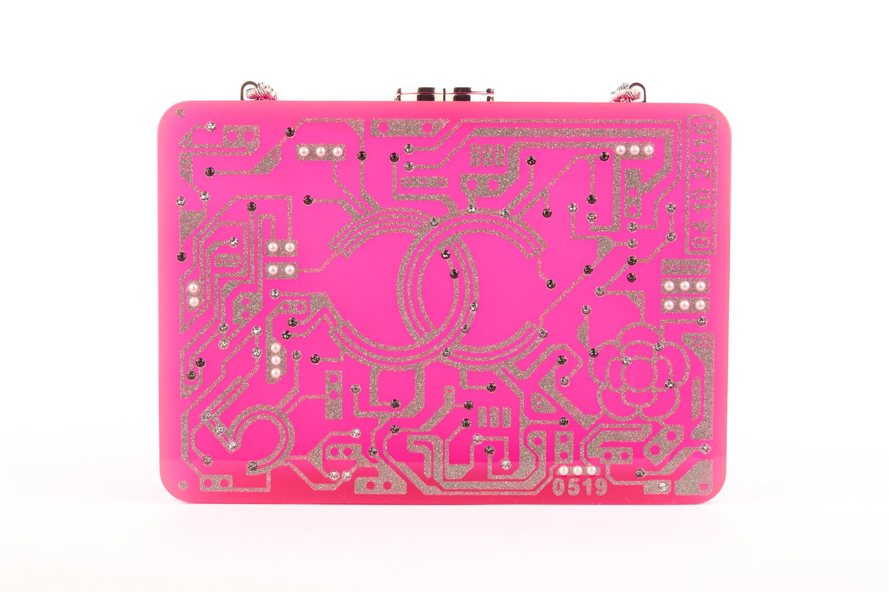 CHANEL PINK 2017-2018 MOTHERBOARD MINAUDIERE PLEXIGLASS CLUTCH